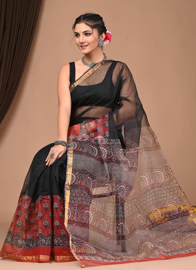 Cotton Black  Digital Printed Saree